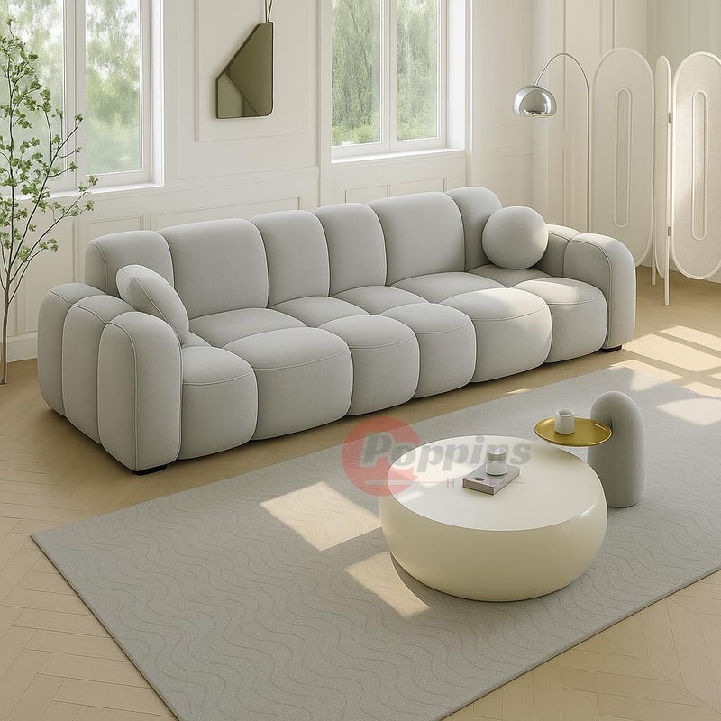 Aroma Homes Modern Cloud-Inspired Modular Sofa Set – 4-Piece Light Grey Bubble Couch - Image 3